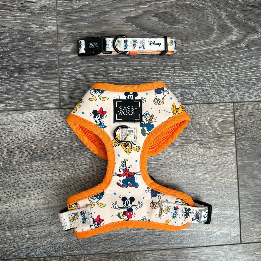 Disney 2 piece Set Pet Harness & Collar The Entire Gang by Sassy Woof